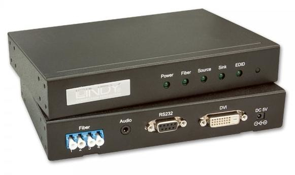 Lindy 500m Fibre Optic DVI-D Dual Link, RS232 and Audio Extender