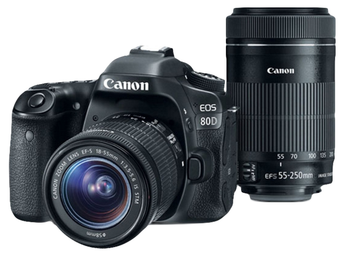 Canon 80D + EF-S 18-55mm + 55-250mm IS USM – image 1
