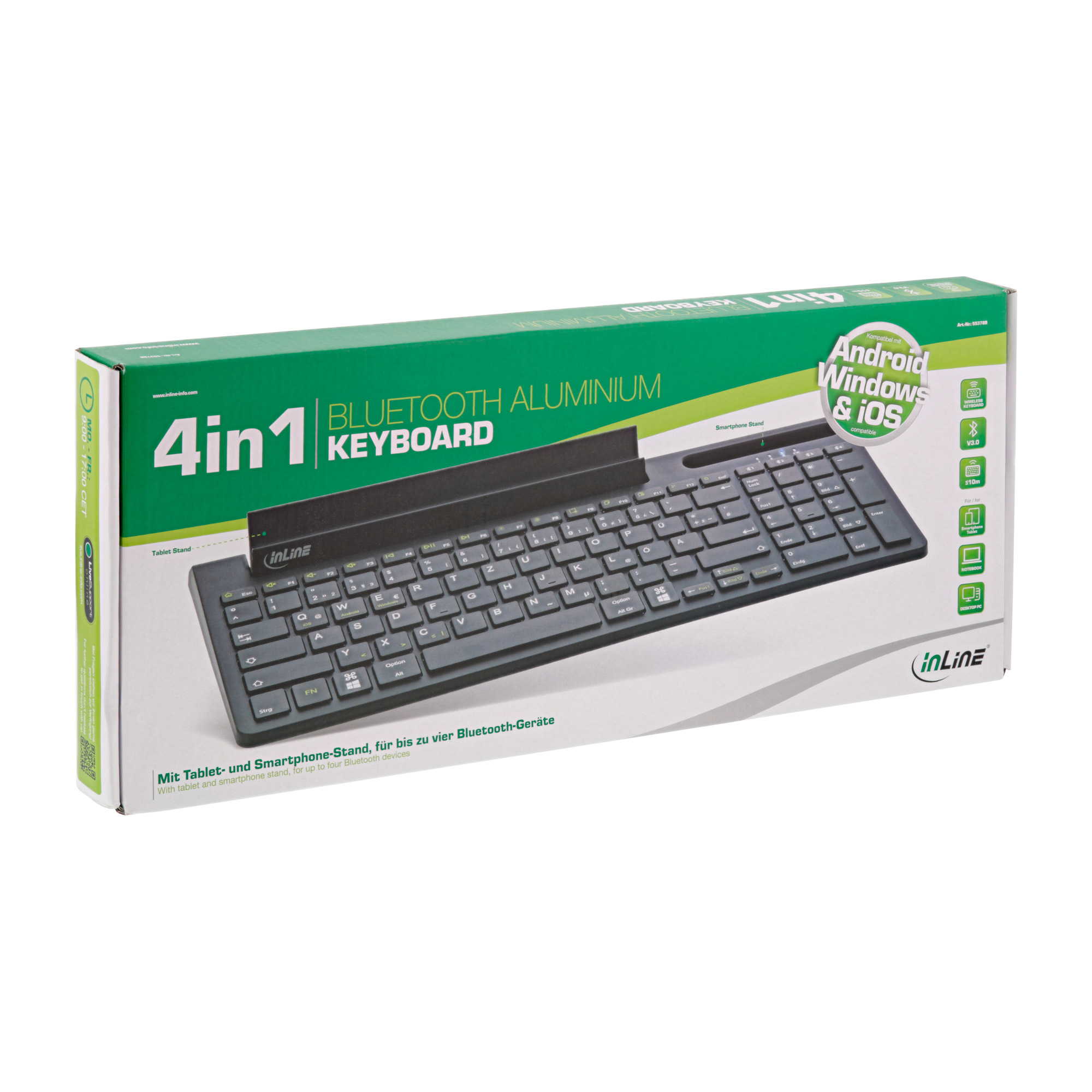 InLine Bluetooth Alu Keyboard with Number Pad, for 4 Bluetooth devices, black – image 6