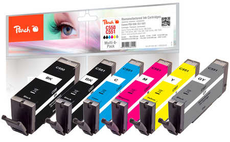 Peach 320522 ink cartridge 6 pc(s) Compatible Standard Yield Black, Cyan, Grey, Magenta, Yellow