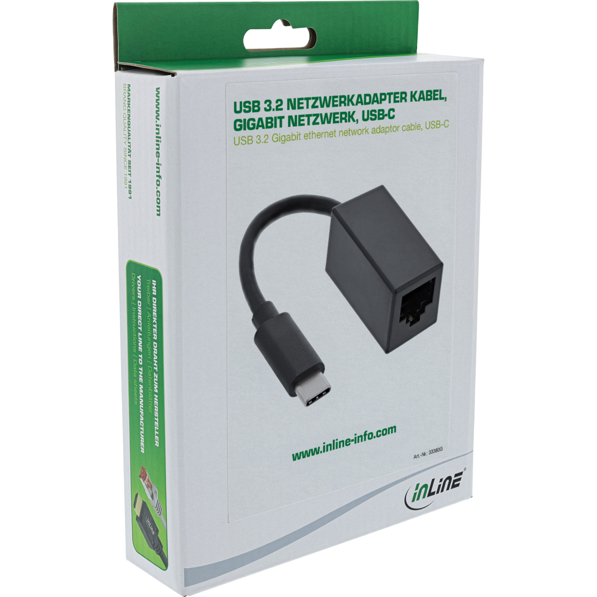 InLine USB 3.2 Gigabit ethernet network adaptor cable, USB-C – image 2