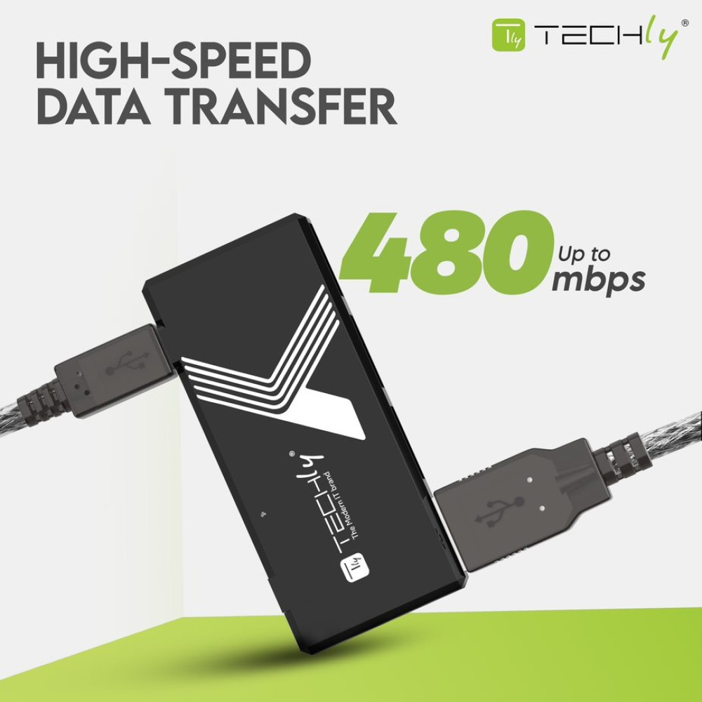 Techly Mini Hi Speed USB Hub 4 Ports Black IUSB2-HUB4-BKTY – image 4