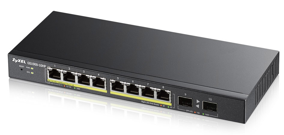 Zyxel GS1900-10HP Managed L2 Gigabit Ethernet (10/100/1000) Power over Ethernet (PoE) 1U Black