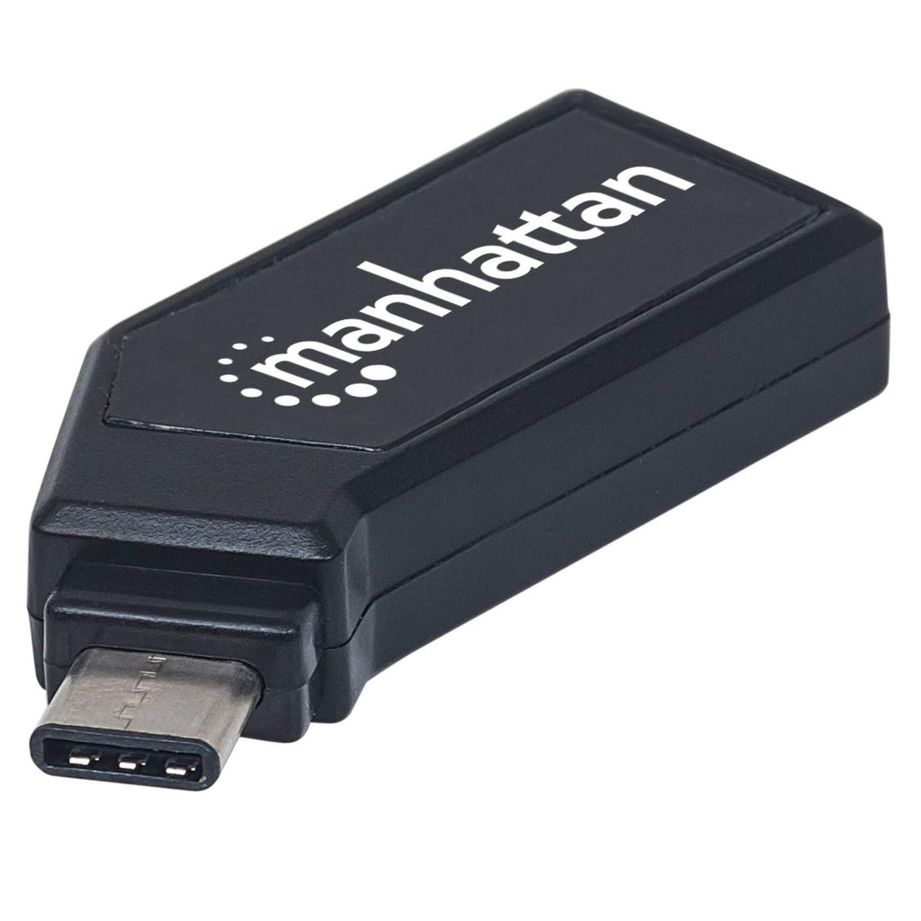 Manhattan USB-C Mini Multi-Card Reader/Writer, 480 Mbps, 24-in-1, Windows or Mac, Black, Blister