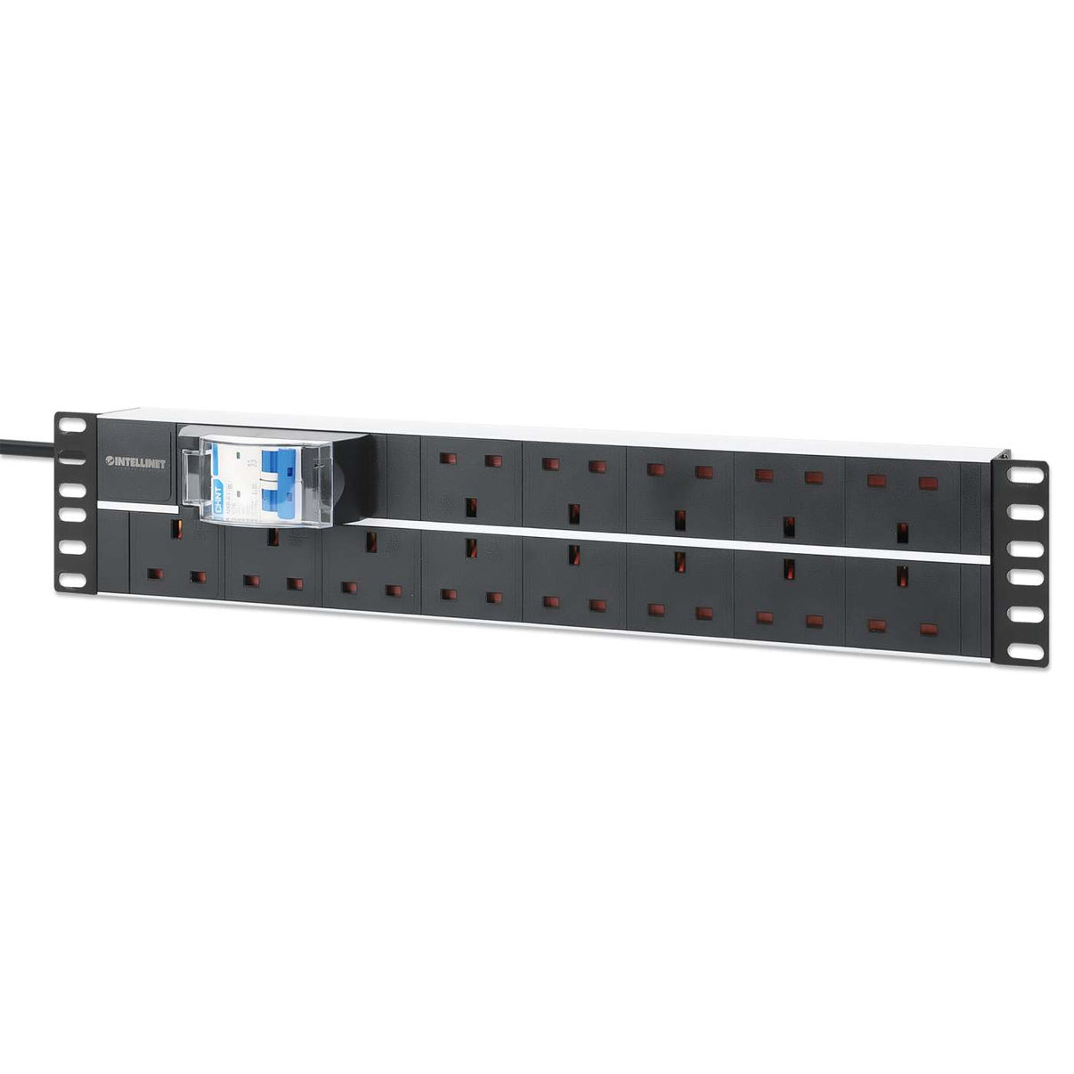 Intellinet 19" 2U PDU 15-way UK With 2P air breaker Rackmount Power Distribution Unit UK 3-pin outlets 3m power cord output