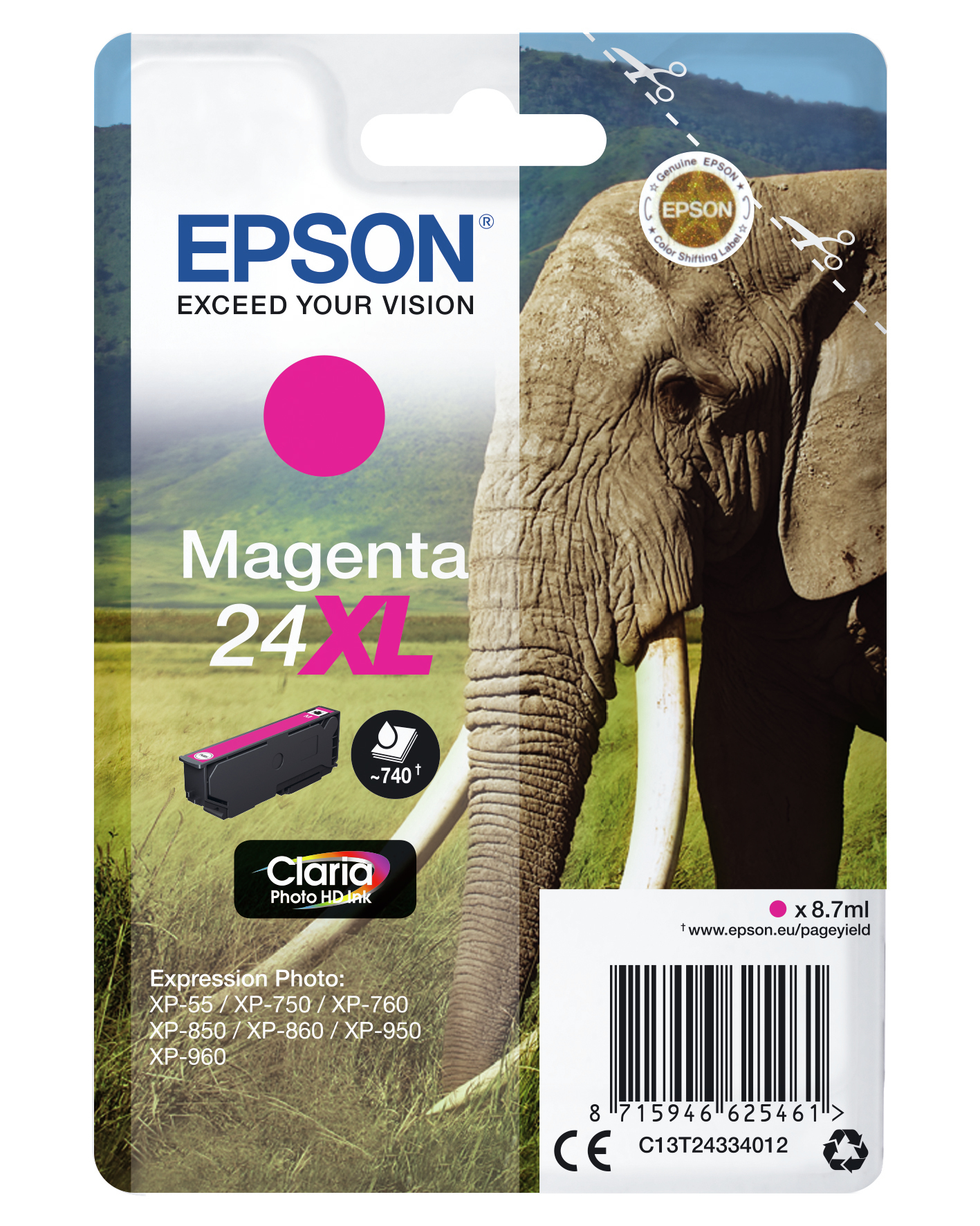 Epson Elephant 24XL Claria Photo HD Single Magenta Ink – image 9