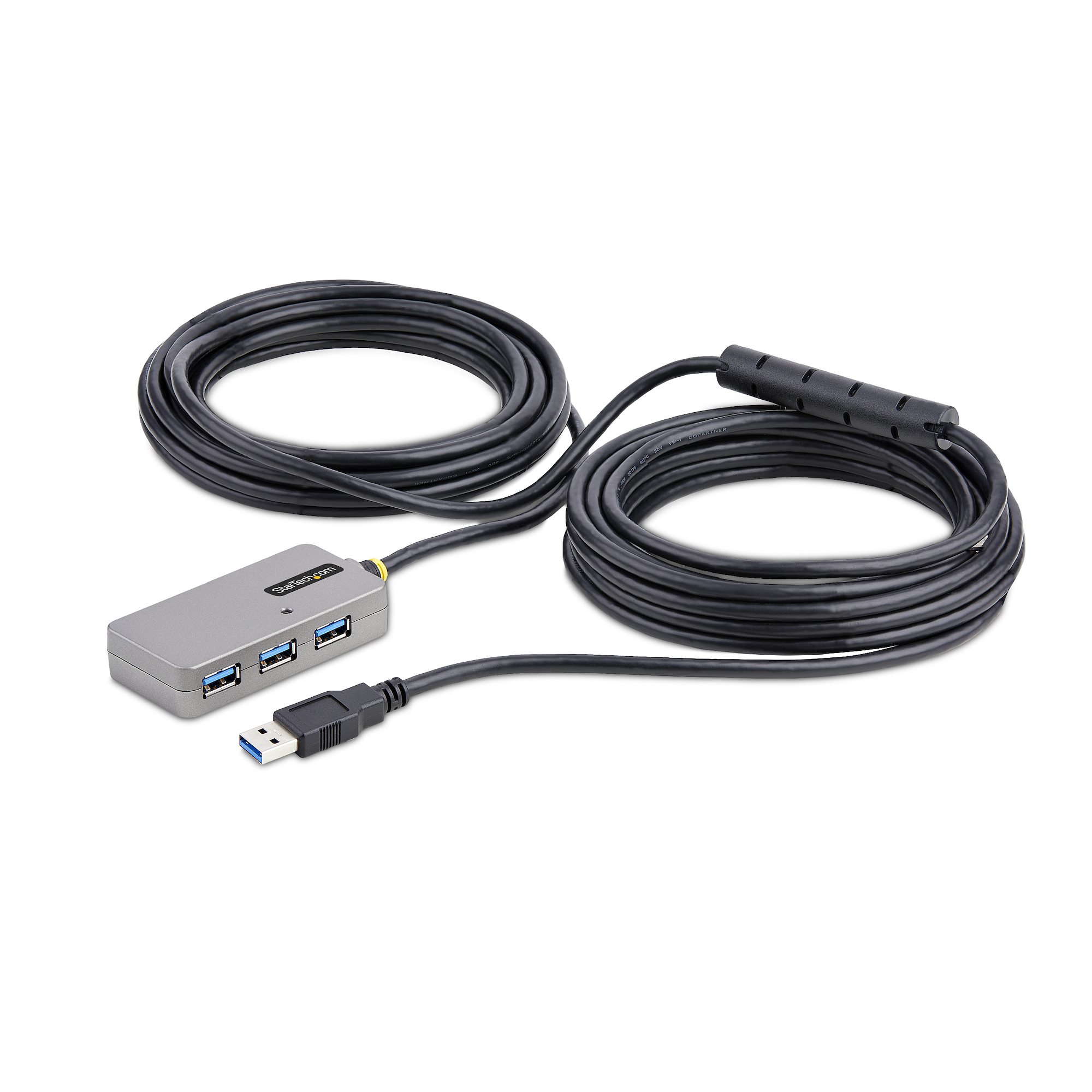 StarTech.com USB Extender Hub, 10m USB 3.0 Extension Cable with 4-Port USB Hub, Active/Bus Powered USB Repeater Cable, Optional 20W Power Supply Included - USB-A Hub w/ ESD Protection (U01043-USB-EXTENDER) - Hub - 4 x USB 3.2 Gen 1 - desktop