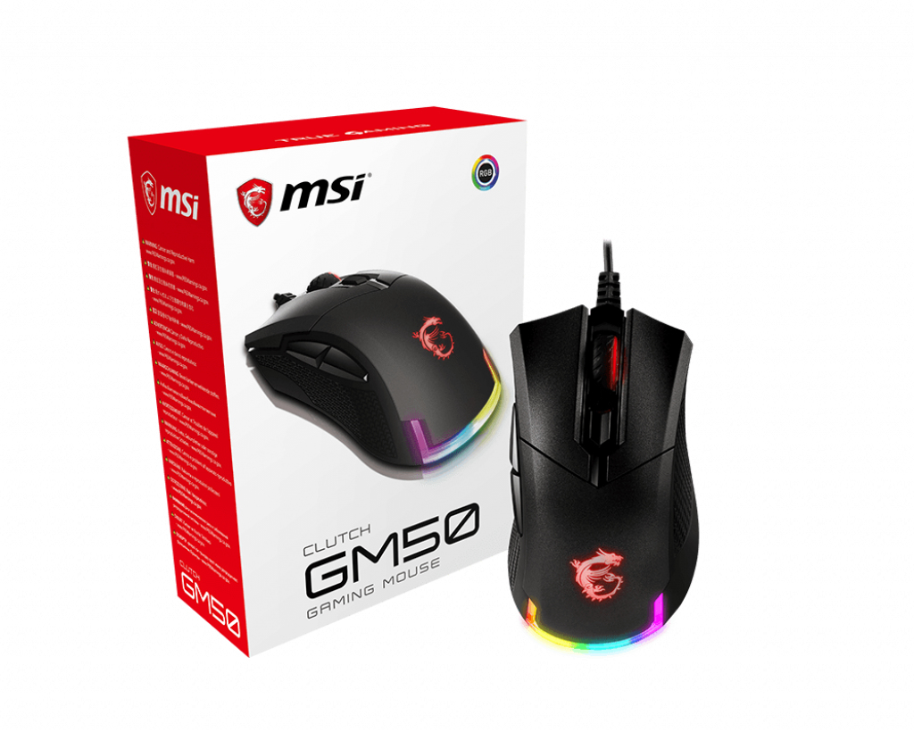 MSI CLUTCH GM50 RGB Optical FPS Gaming Mouse '7200 DPI Optical Sensor, 6 Programmable button, 3-Zone RGB, Ergonomic design, OMRON Switch with 20+ Million Clicks – image 1