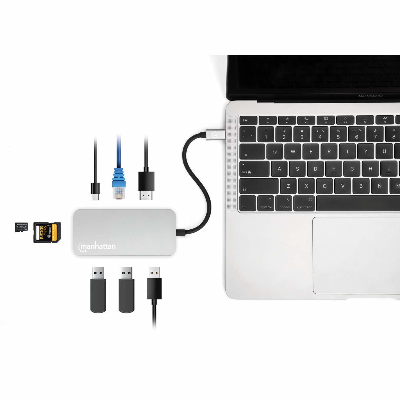 Manhattan USB-C Dock/Hub with Card Reader, Ports (x6): Ethernet, HDMI, USB-A (x3) and USB-C, With Power Delivery (100W) to USB-C Port (Note additional USB-C wal – image 7