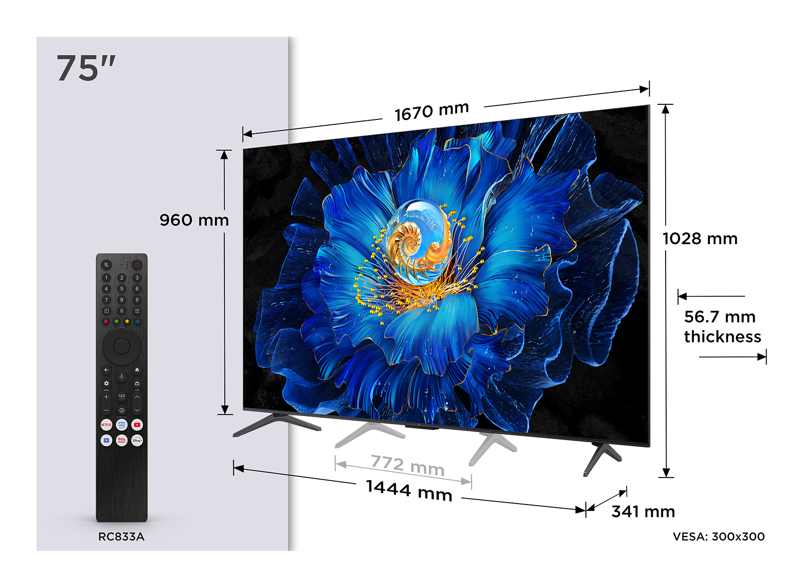 Televizor TCL 75C6KS/QLED-Mini LED/75"/4K UHD/60Hz/Google TV/crna