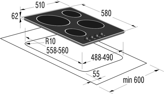 Gorenje ECT2600P2 hob Black Built-in Ceramic hob 4 zone(s) – image 2