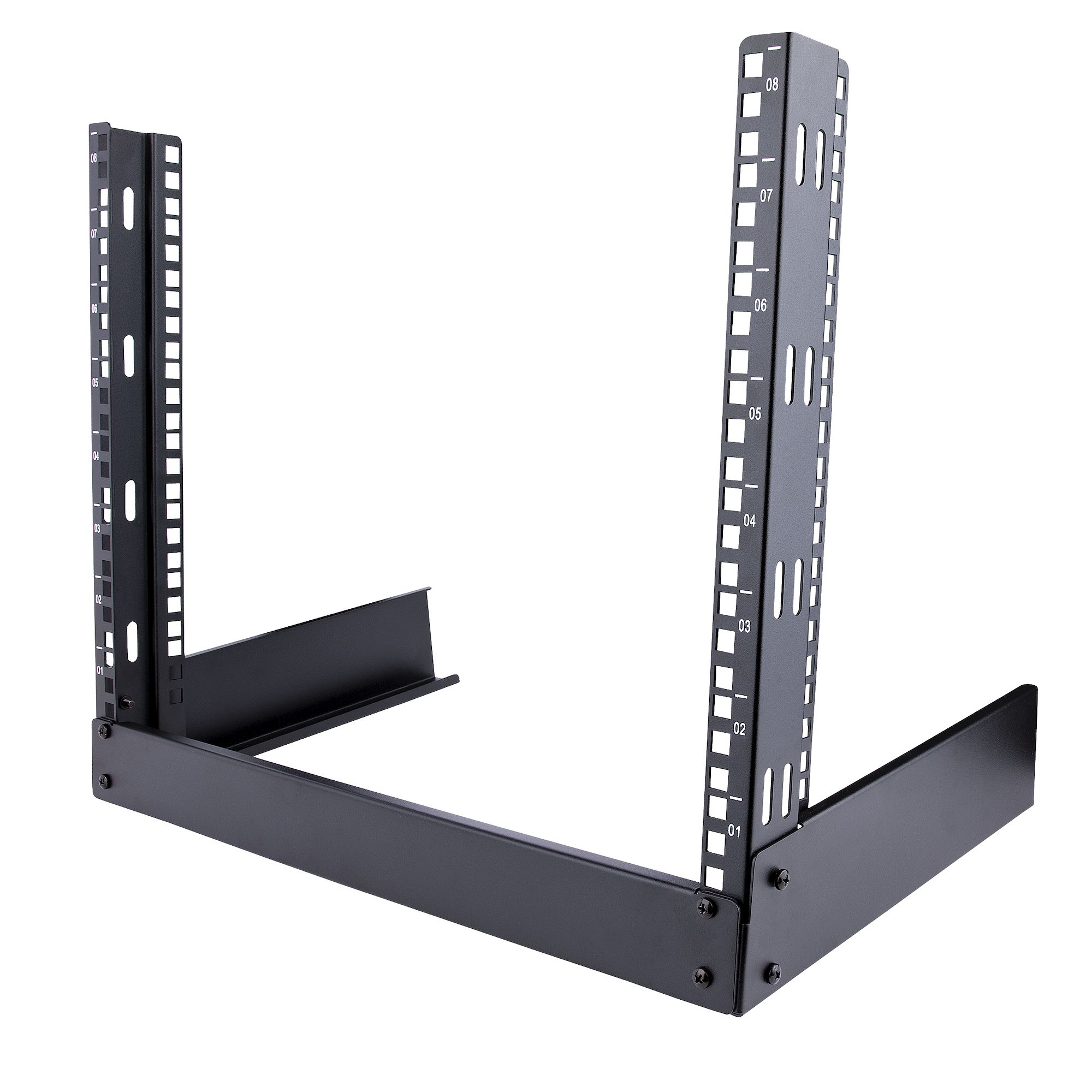 StarTech.com 8U 19" Desktop Open Frame Rack - 2 Post Free-Standing Network Rack Switch Depth for Patch Panel/Data/AV/Communication/Studio/IT Equipment 110lb(50k
