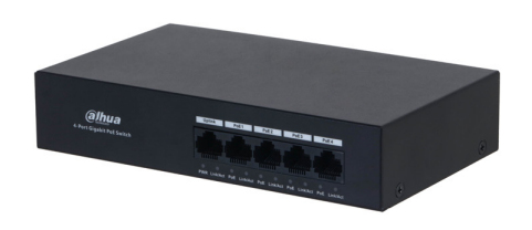 Switch Dahua PFS3005-4GT-36 - Gigabit Ethernet - 4 Puertos PoE+ - 1 Uplink - No Gestionado - DH-PFS3005-4GT-36