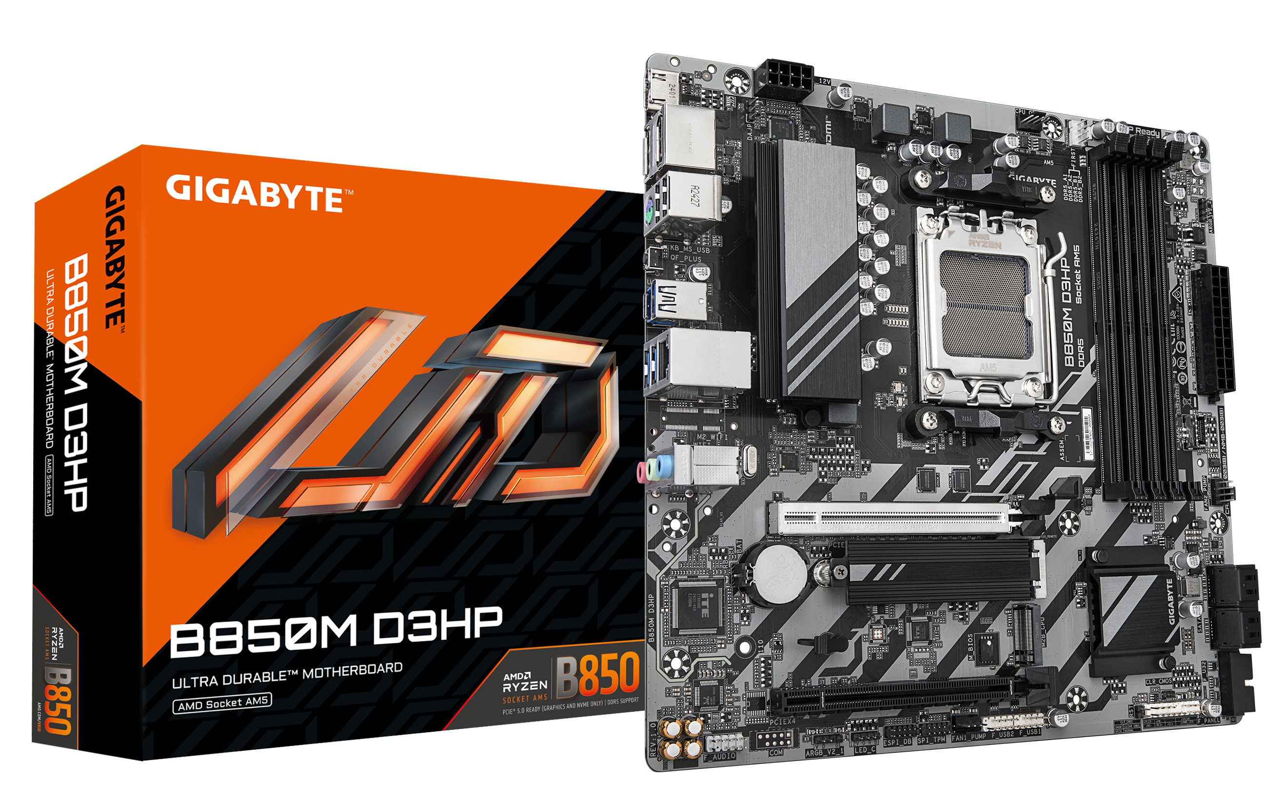 GIGABYTE B850M D3HP Scheda Madre - Processori AMD Ryzen Serie 9000 522 fasi VRM digitali fino a 8200MHz DDR5 (OC) 1xPCIe 5.0 1x