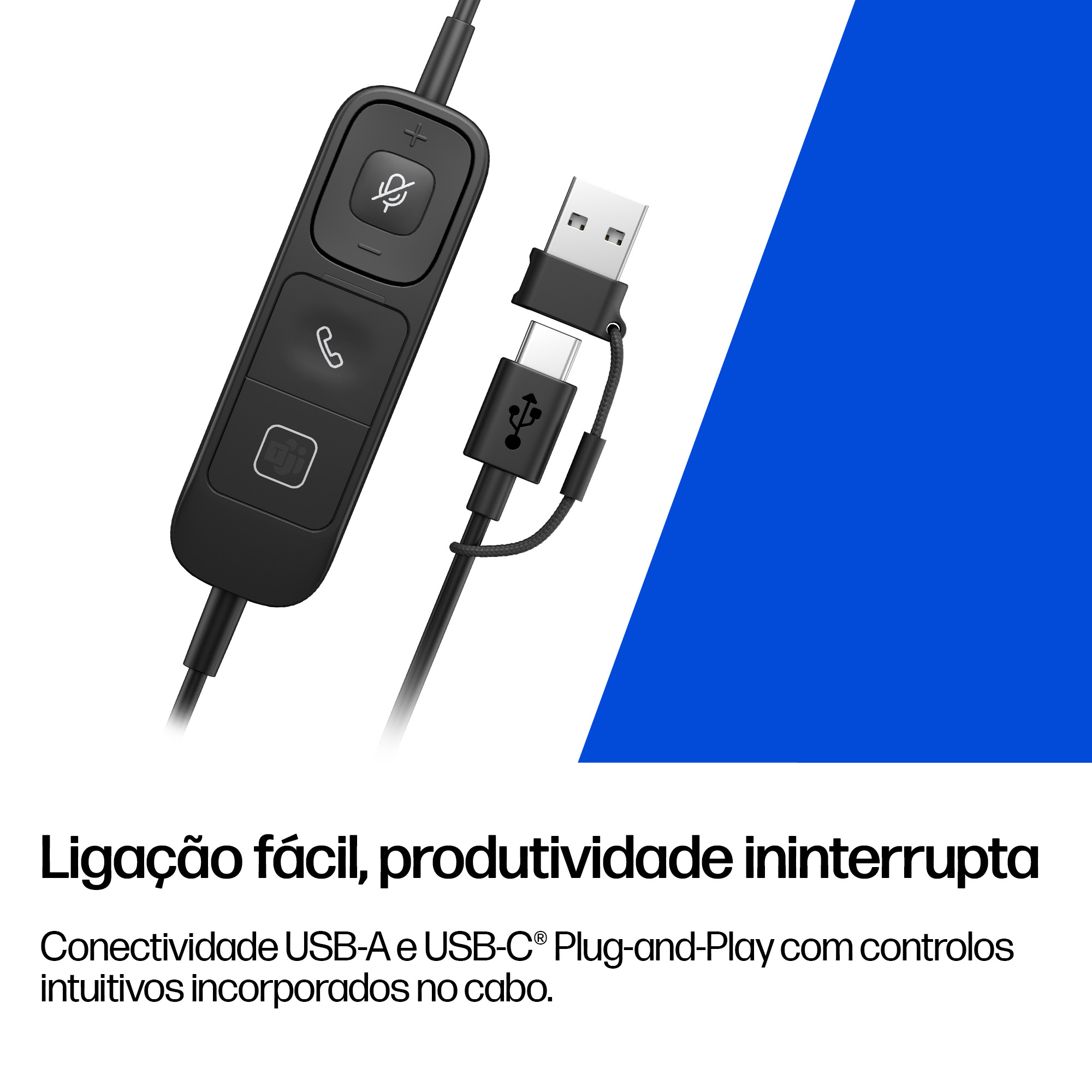 HP Poly Headset estéreo USB com fios Mission 825 (a granel) — miniatura 6