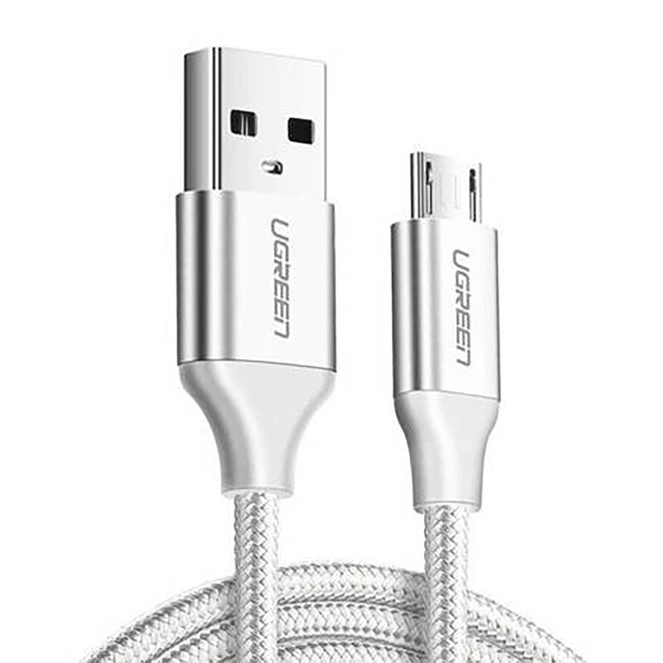 Cable Micro USB a USB-A 1.5m Ugreen 60152, Cubierta de Nylon Trenzado, Color Blanco
