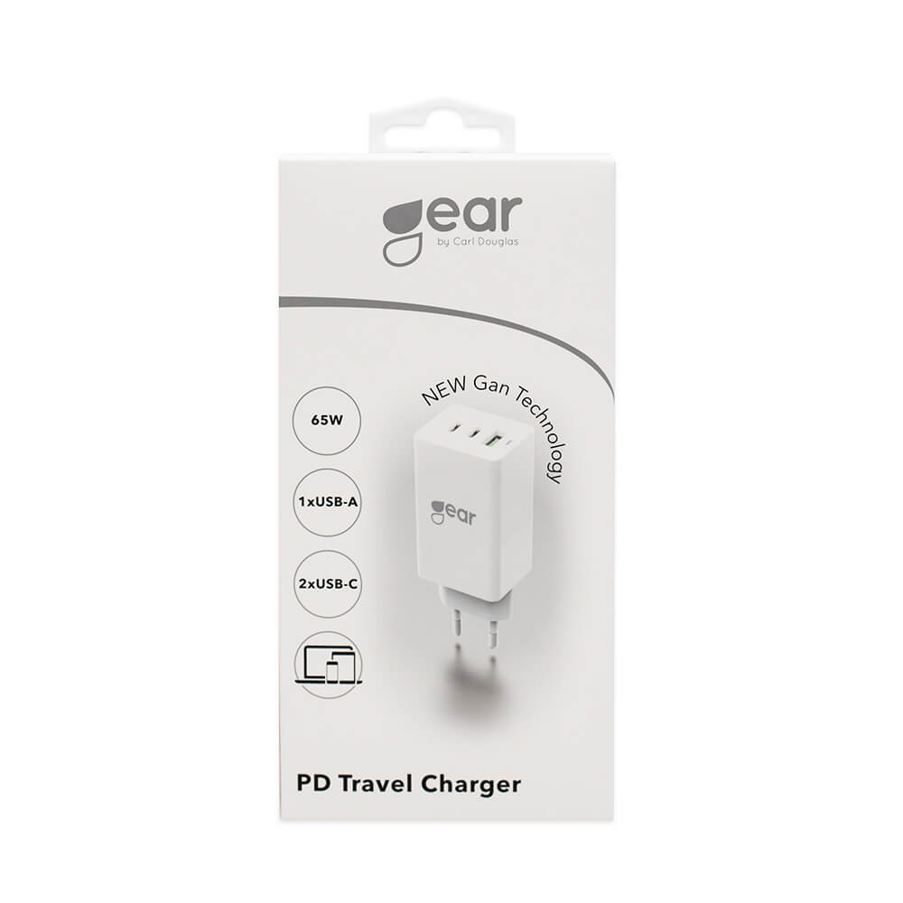 Gear Charger GAN 220V 2xUSB-C + 1xUSB-A PD 45W + 18W + 3A (total 65W) White – image 2