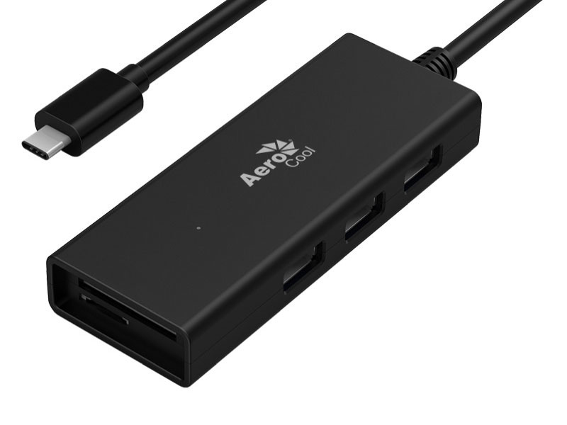 Aerocool ACAA-SC3R000-11 interface hub USB 3.2 Gen 1 (3.1 Gen 1) Type-C 5000 Mbit/s Black – image 1