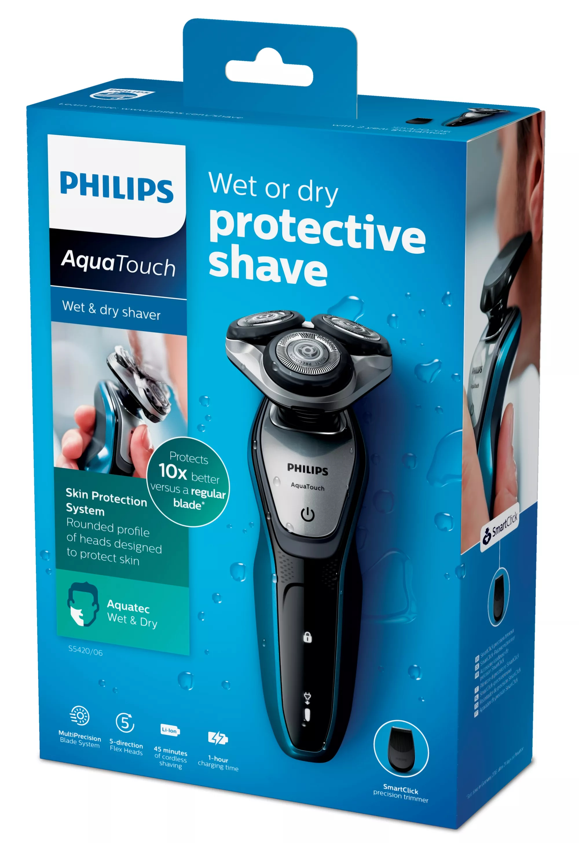 Philips SHAVER Series 5000 S5420/06R1 men's shaver Rotation shaver Trimmer Anthracite, Blue – image 2