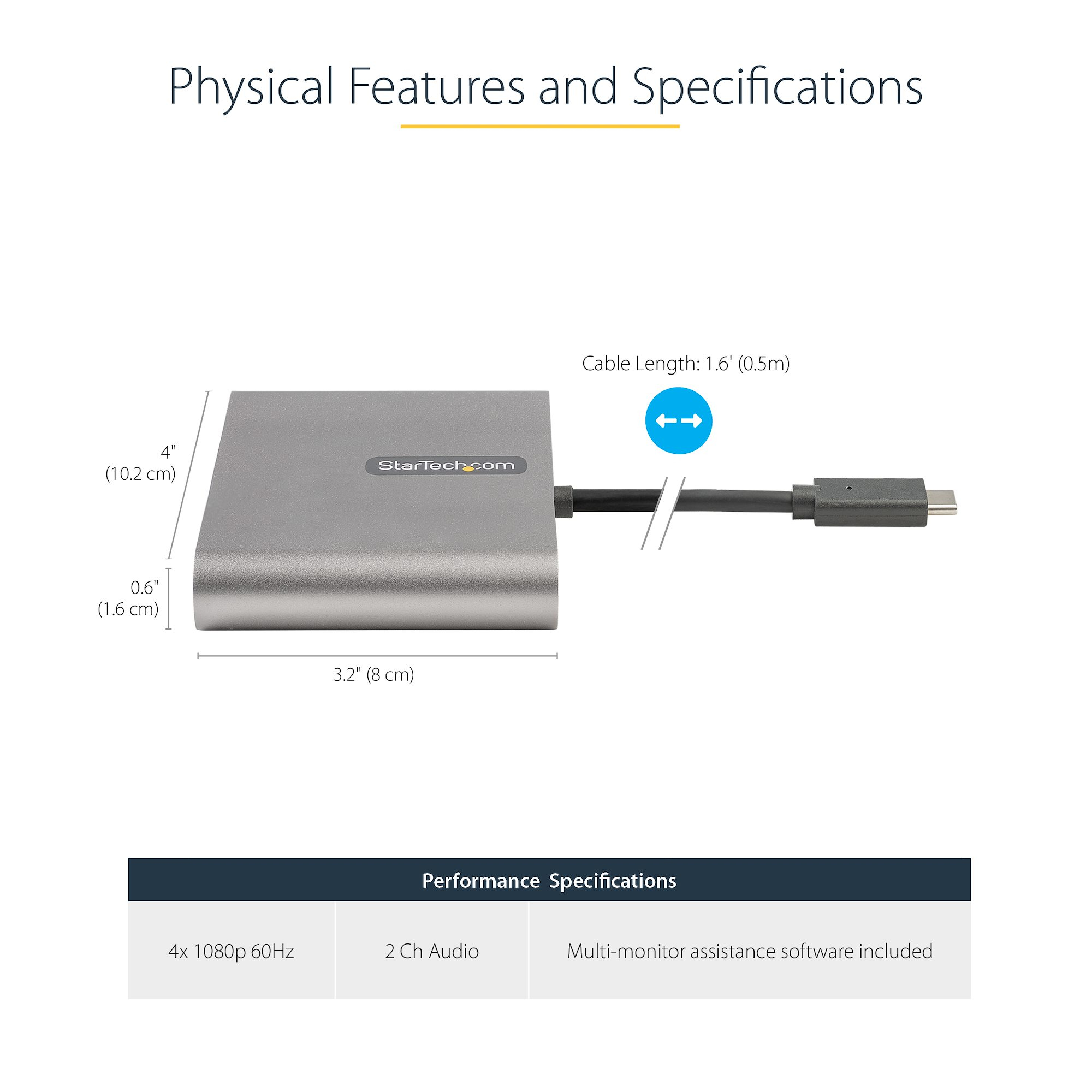 StarTech.com USB C to Quad HDMI Adapter, USB-C to 4x HDMI Monitor Converter for Windows (no support for macOS/ChromeOS/Linux) - TAA – image 5