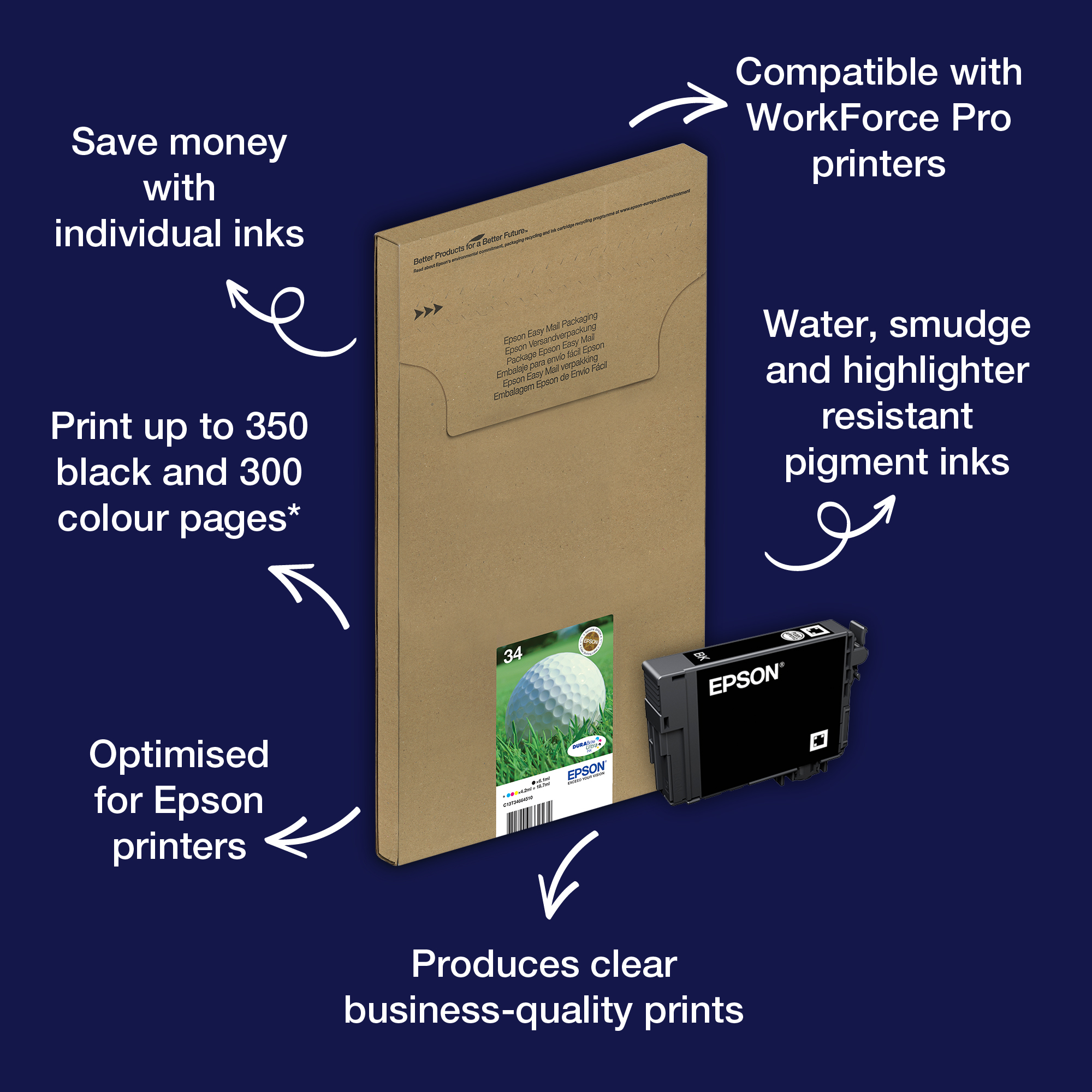 Epson Golf ball 34 DURABrite Ultra Multipack 4-colours EasyMail Ink – image 2