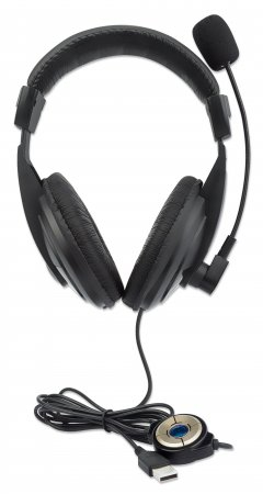 Manhattan Stereo Over-Ear Headset (USB) (Clearance Pricing), Microphone Boom (padded), Retail Box Packaging, Adjustable Headband, Ear Cushions, 1x USB-A for bot – image 6