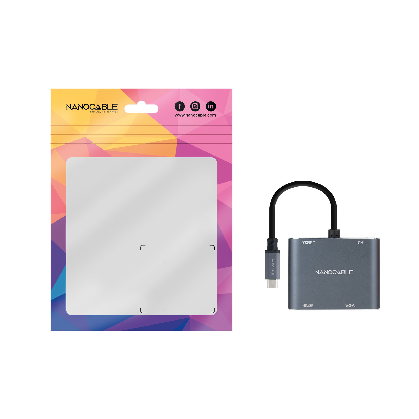 Nanocable USB-C to HDMI/VGA/USB3.0/PD Converter – image 5