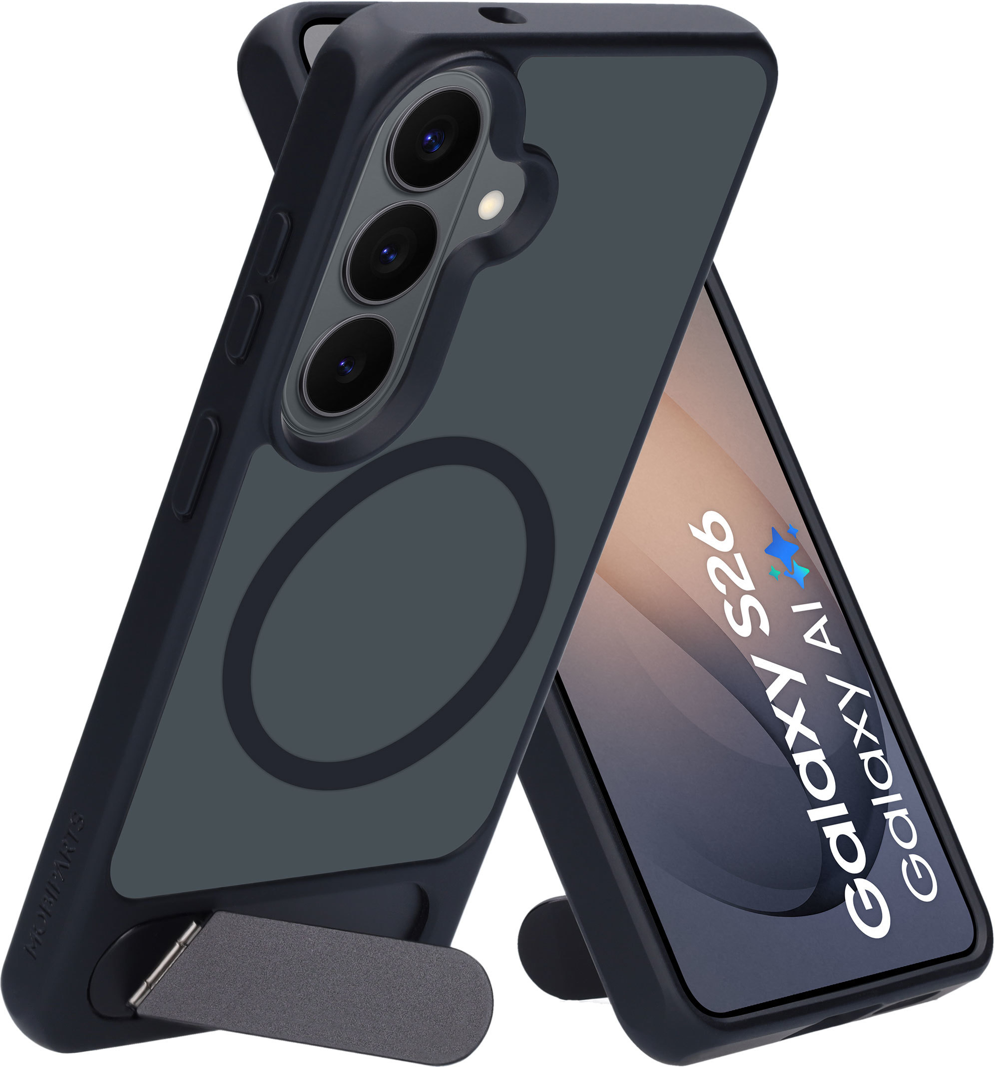 Mobiparts Hardcover Samsung Galaxy S26 with Stand Function Satin Black (Magsafe Compatible)
