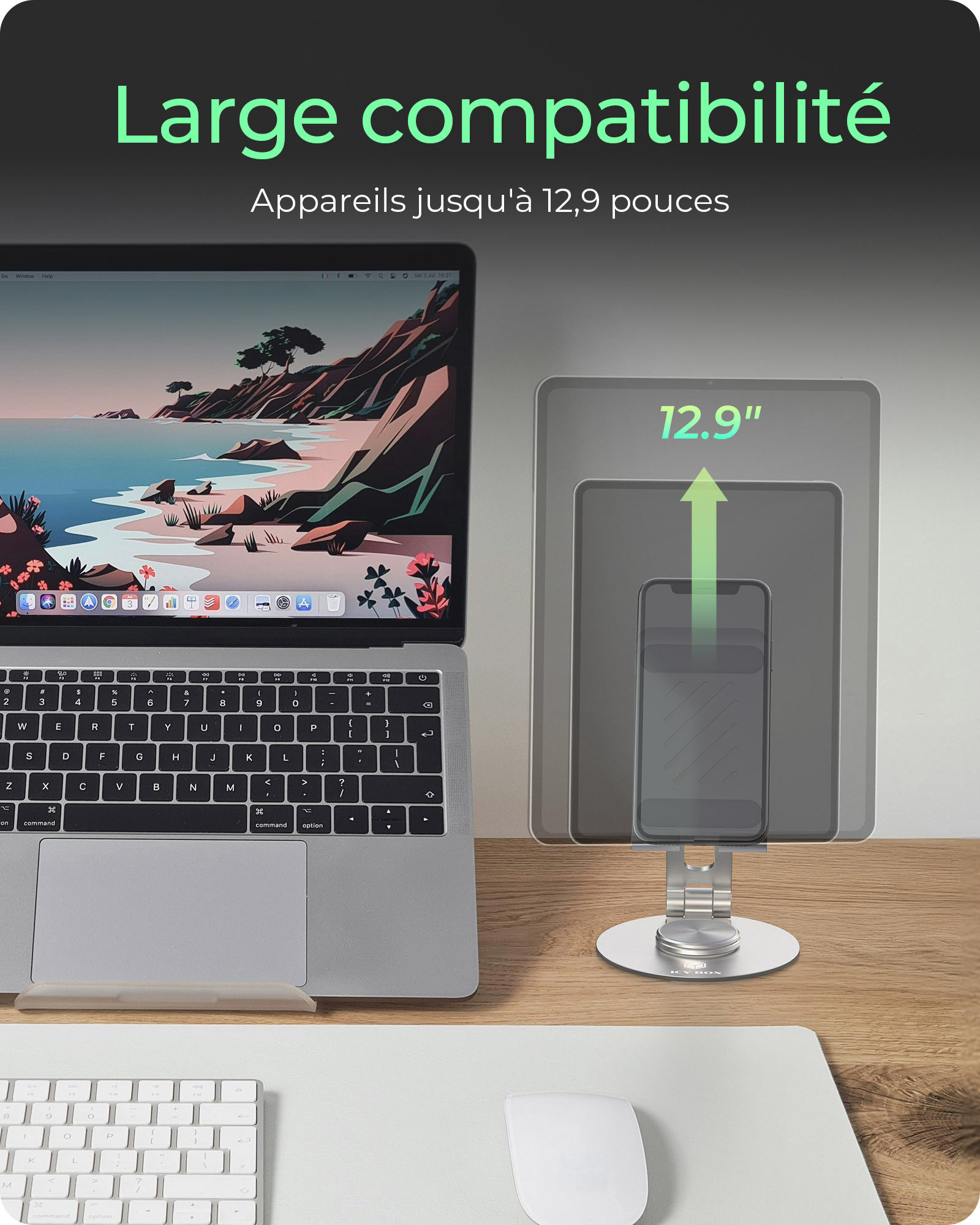 ICY BOX IB-TH201-R Support passif Mobile/smartphone, Tablette / UMPC Argent