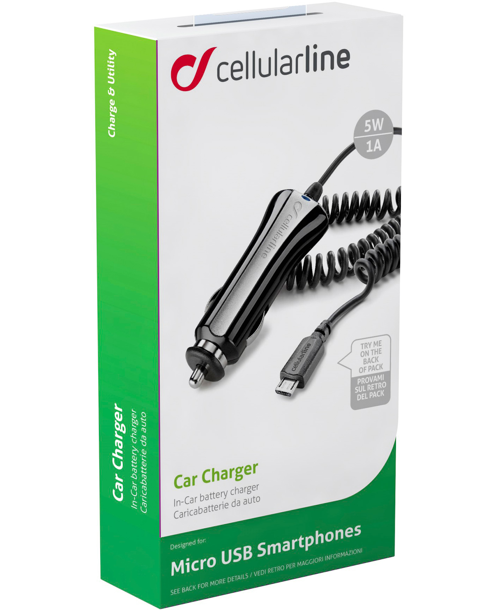 Cellularline CBRMICROUSB2 mobile device charger Mobile phone, Smartphone Black, White Cigar lighter Auto – image 3
