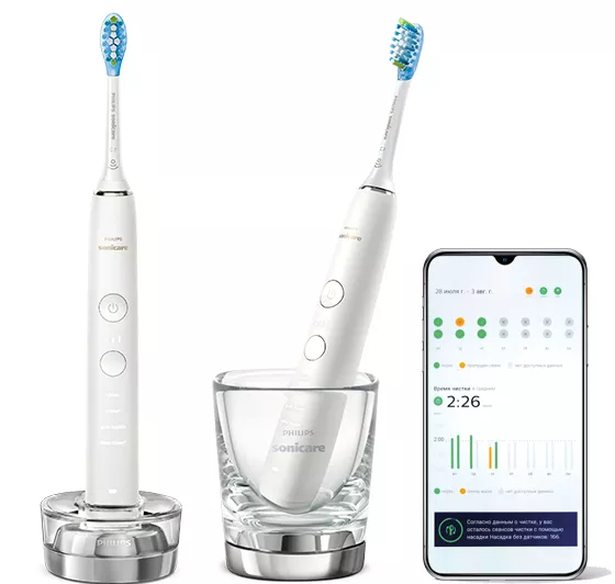 Philips DiamondClean 9000 HX9914/55 2-pack sonic electric toothbrush with chargers & app – image 2