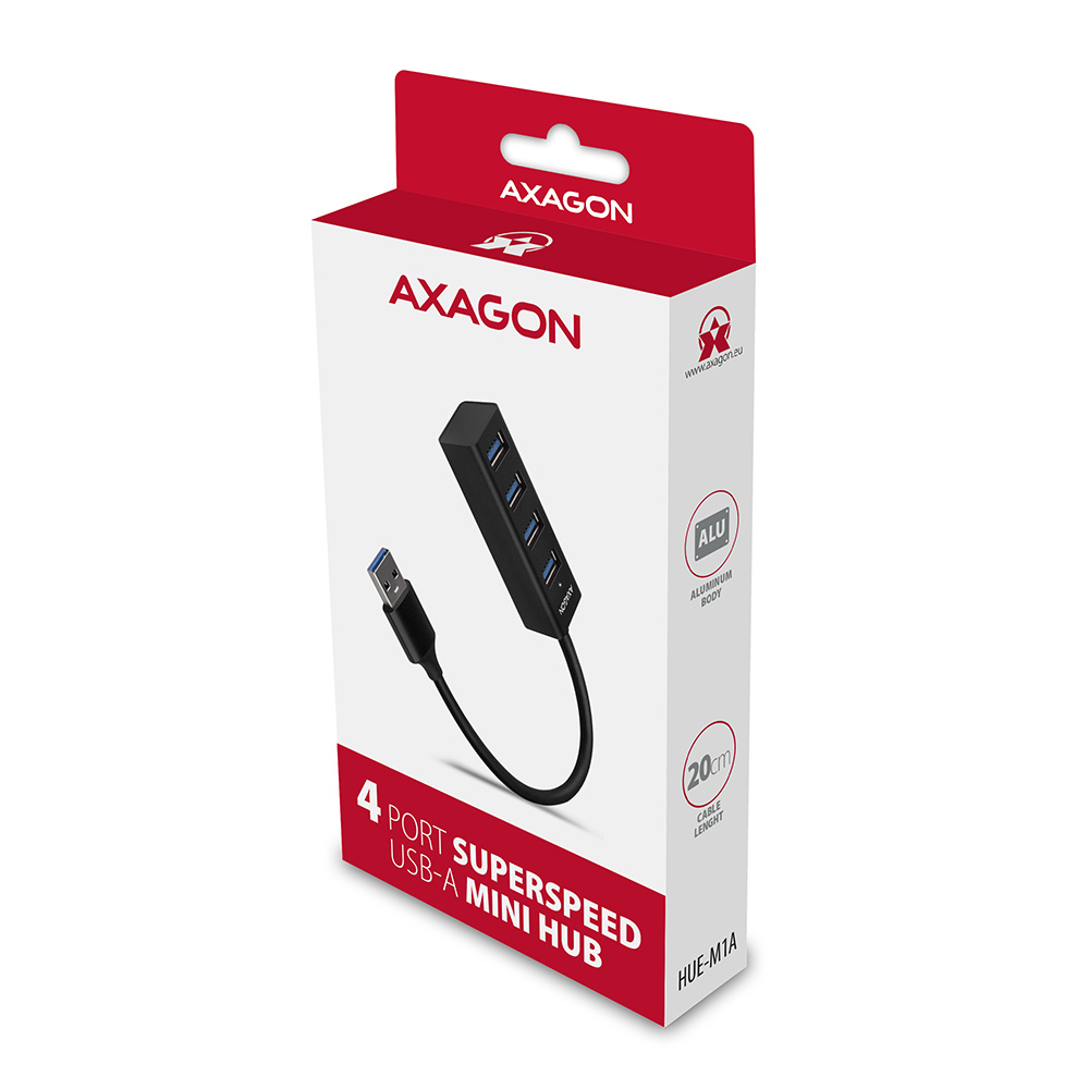 Axagon HUE-M1A 4x USB 3.2 Gen 1 MINI hub, metal – image 6