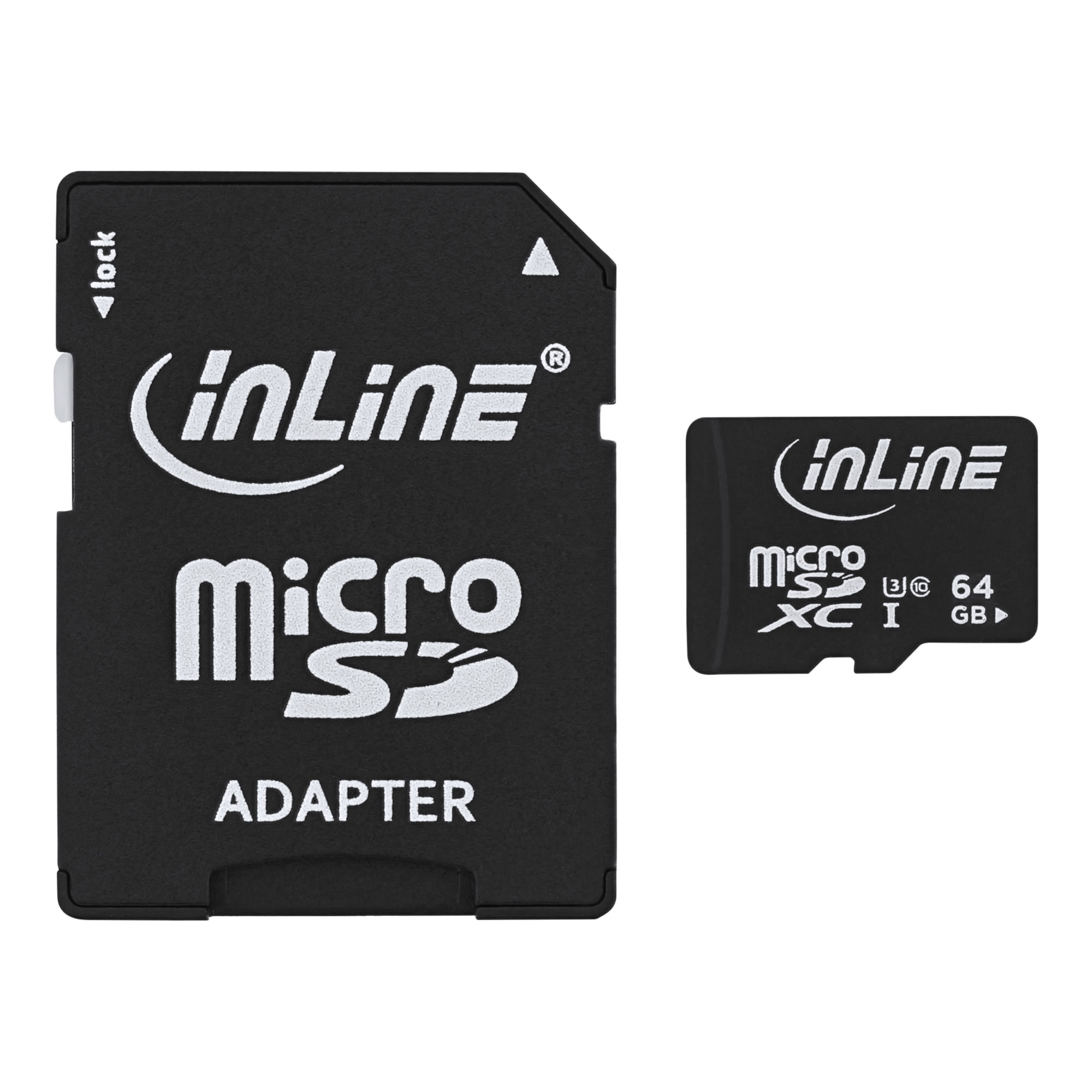 InLine MicroSDXC flash card with SD adapter, Class 10/U3