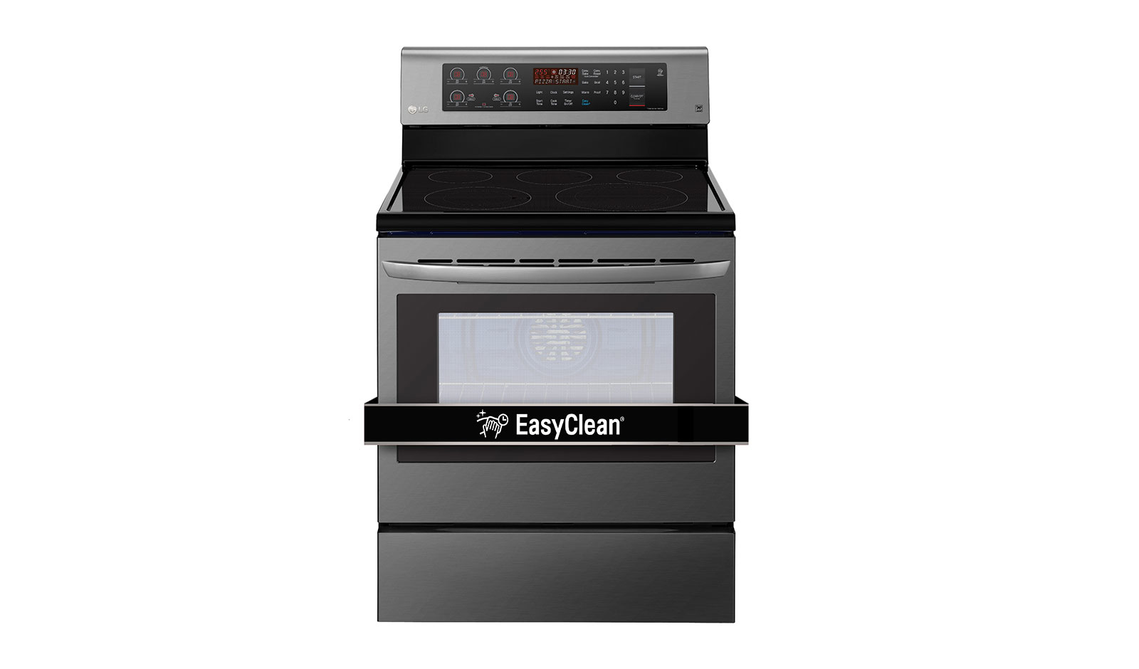 LG LRE3193BD cooker Freestanding cooker Electric Zone induction hob Black, Stainless steel