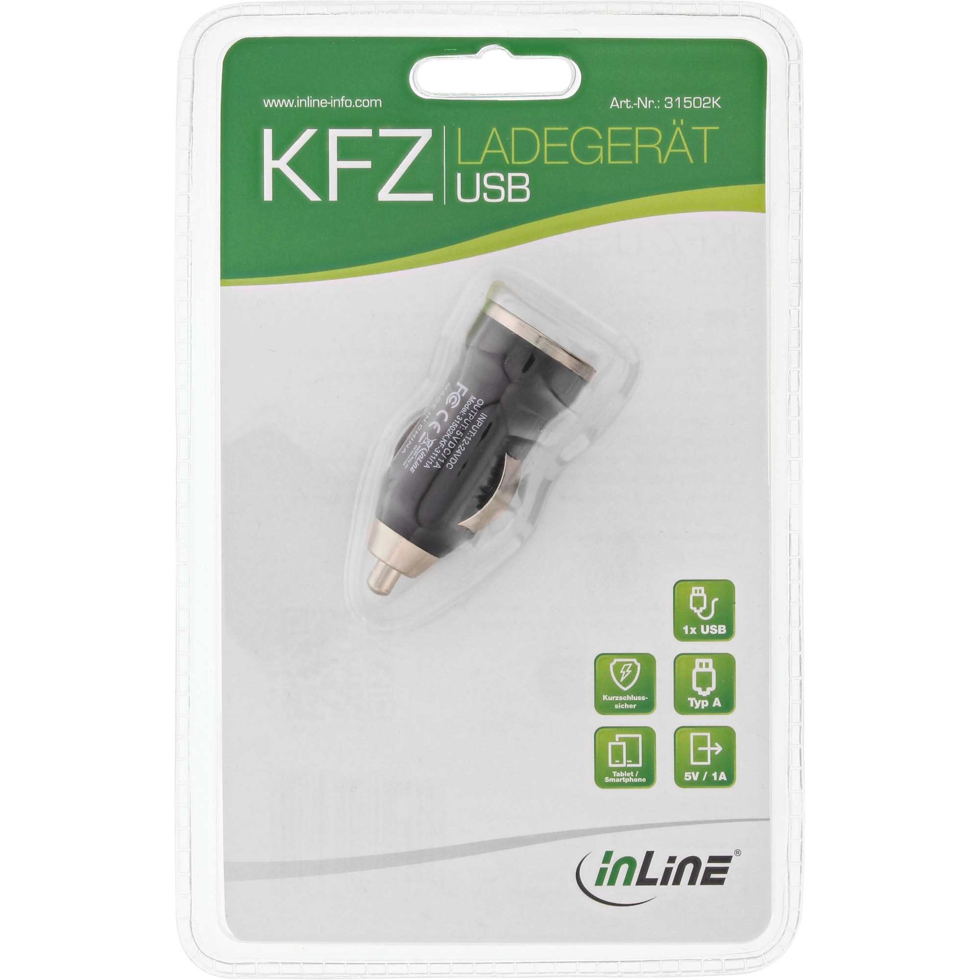 InLine USB Car Charger Power Adapter 12/24 VDC to – image 2