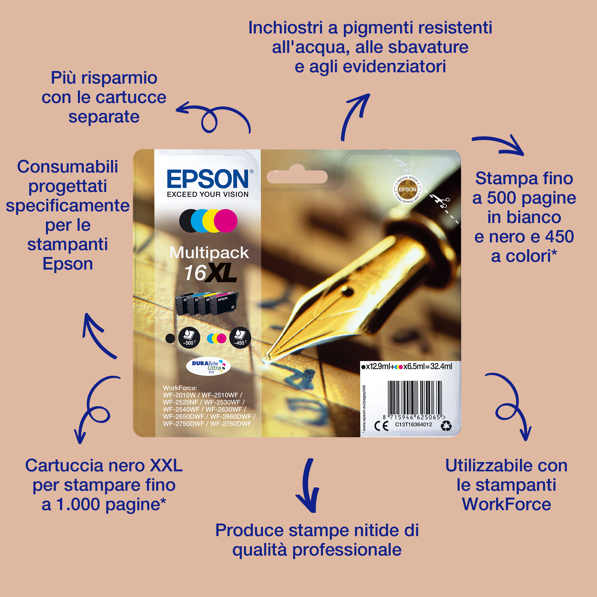 Materiale di consumo: Cartucce di inchiostro, DURABrite Ultra, 16XL, Penna e cruciverba - Miniatura 3