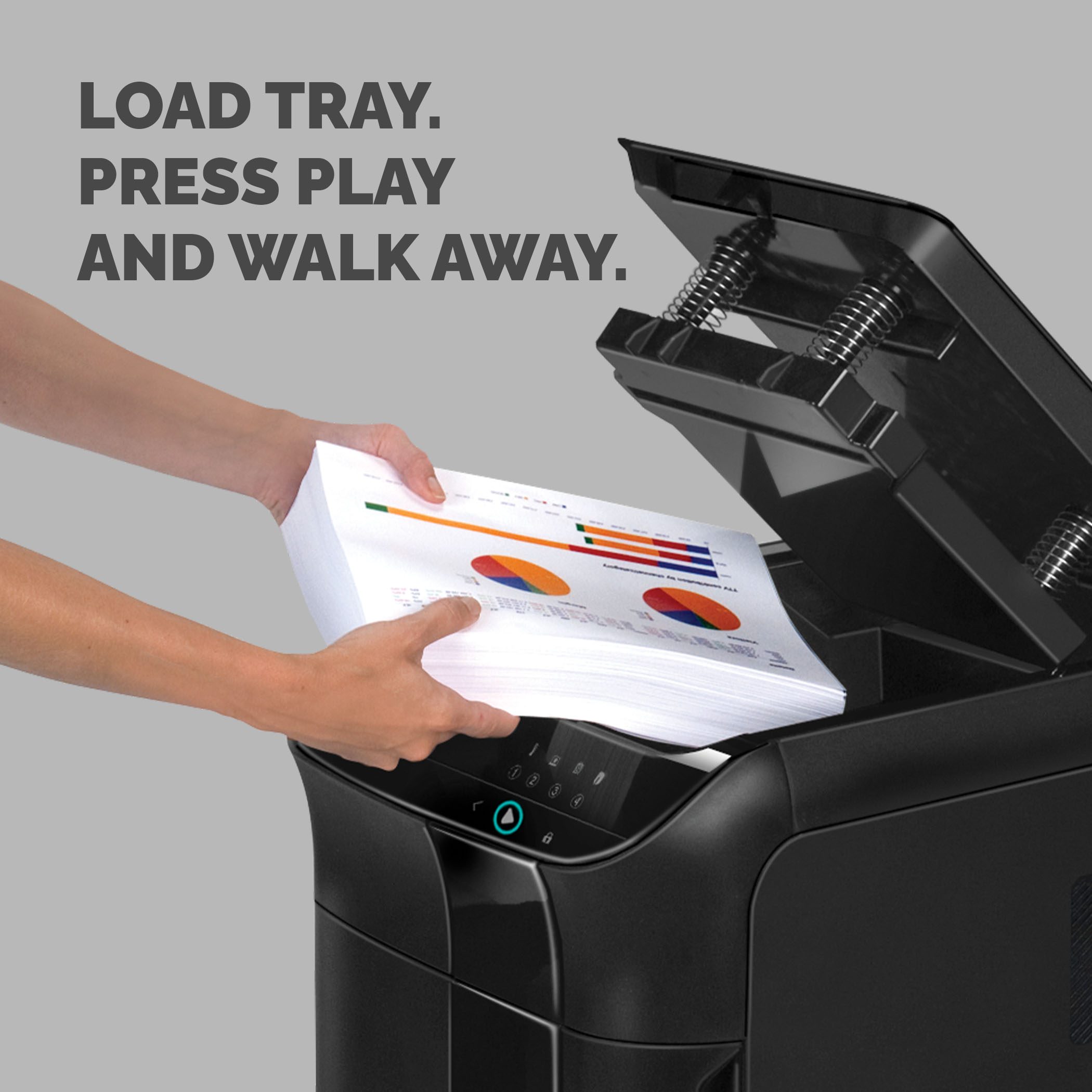 صورة Fellowes AutoMax 350C 350 ورقة آلي التغذية تمزيق متقاطع مع سلة 68 لتر، مستوى الأمان P4
