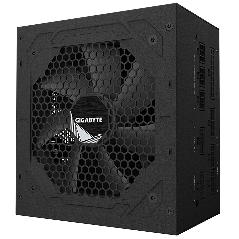 Fuente de Poder 850W 80+Gold Gigabyte UD850GM PG5 V2 . 1x 24pin, 2x 8pin CPU, 4x 8pin PCIE, 1x 12VHPWR, Color Negro
