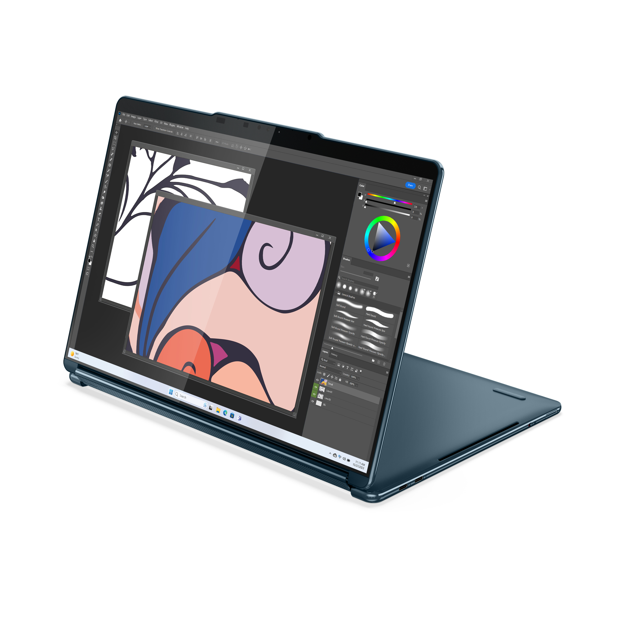 Lenovo Yoga Book 9 13IMU9 Intel Core Ultra 7 155U Hybrid (2-in-1) 33.8 cm (13.3″) Touchscreen 2.8K 32 GB LPDDR5x-SDRAM 1 TB SSD Wi-Fi 6E (802.11ax) Windows 11 Home Teal image 10
