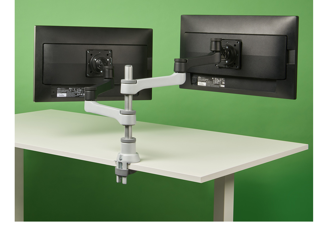 R-Go Tools Bras d'écran R-Go Zepher, bras réglable pour moniteur double, 100% circulaire, capacité de charge jusqu'à 8 kg, noir