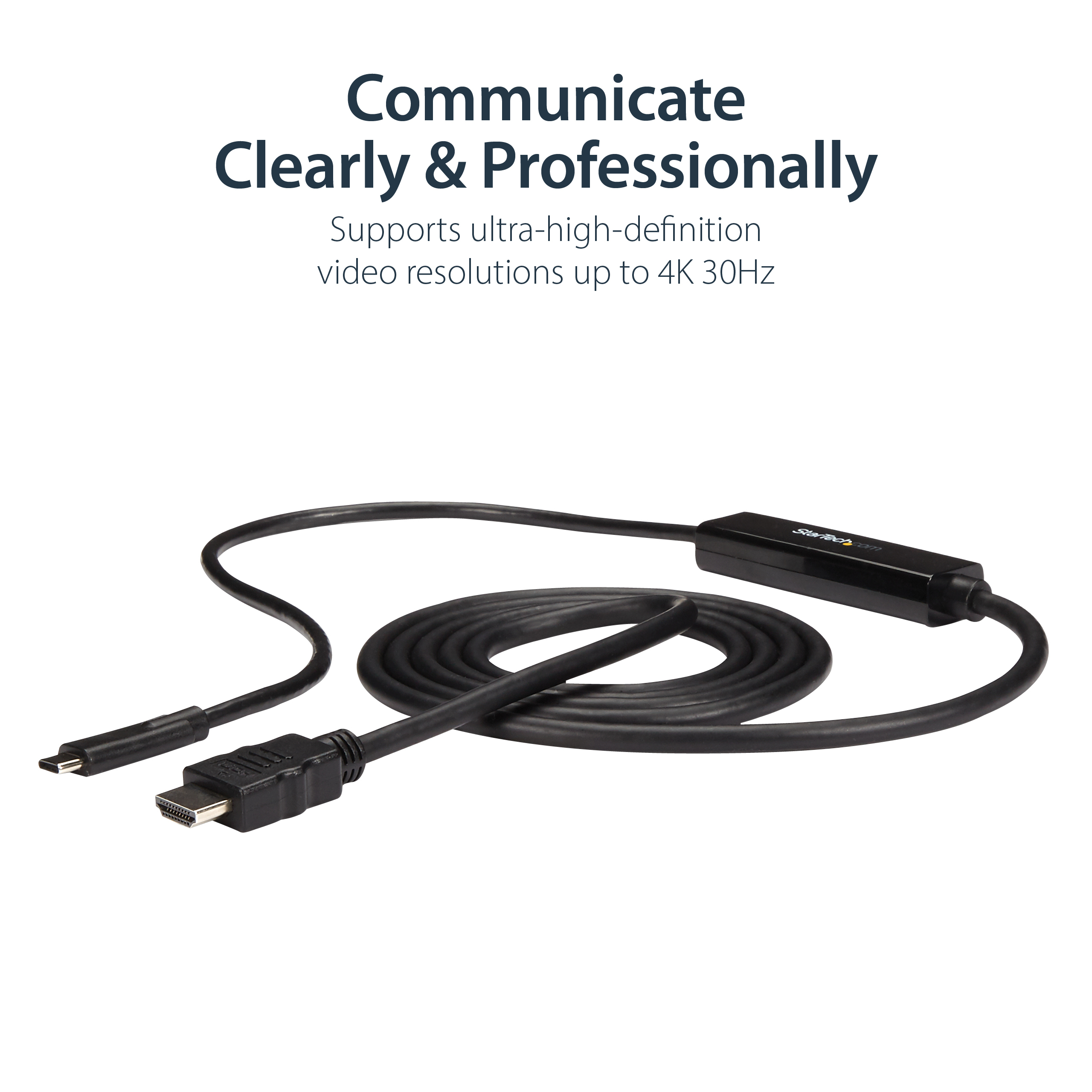 Resim StarTech.com 1m USB-C - HDMI Kablosu, 4K 30Hz, Siyah