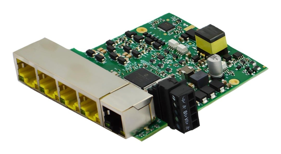 Brainboxes Embedded Industrial 5 Port PoE+ Gigabit Ethernet Switch