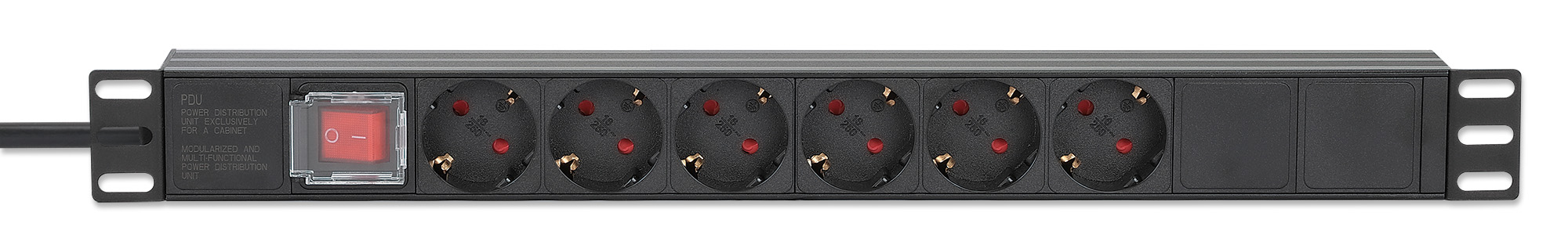 Intellinet 19" 1U Rackmount 6-Output Power Distribution Unit (PDU) EU CEE 7/3 Outlets, Built-in 2 m Power Cord with EU CEE 7/7 Plug, 16 A, On/Off Switch, Horizo – image 3