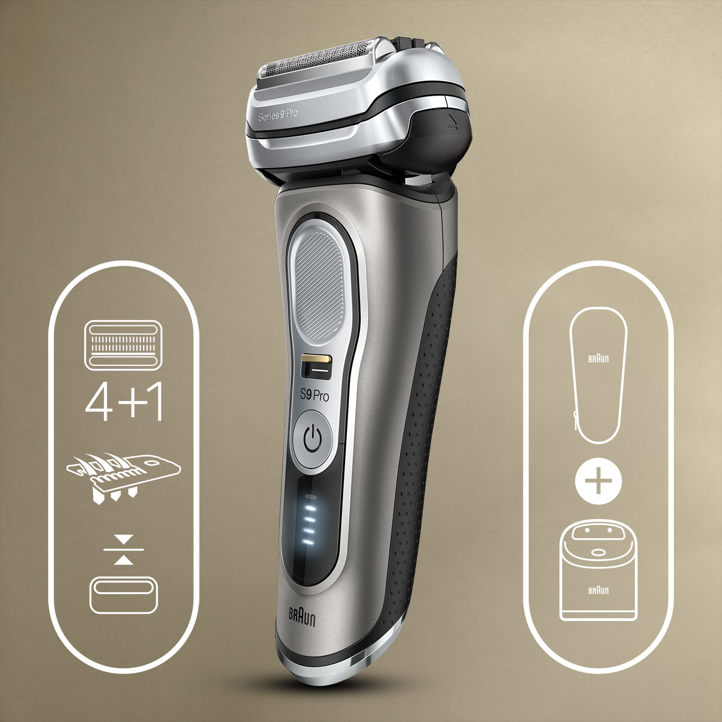 Braun Series 9 Pro 9465CC Foil shaver Trimmer Black, Metallic, Silver – image 4