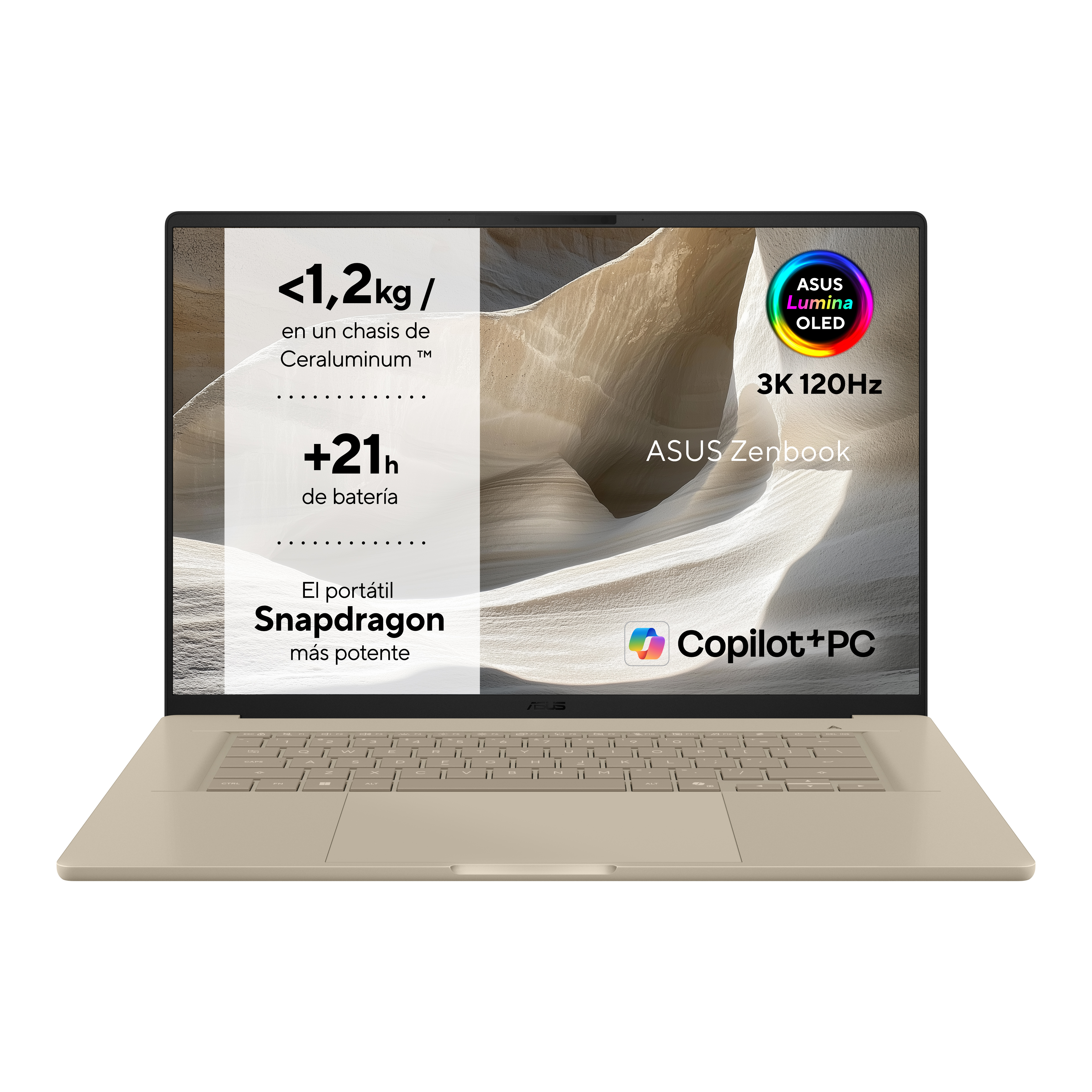 Portátil - ASUS Zenbook A16 OLED UX3607OA-SQ005W Copilot+ PC, 16" 3K, Snapdragon® X2 Elite, 48 GB RAM, 1 TB SSD, Adreno™ Onboard Graphics, W11 - imagen 3