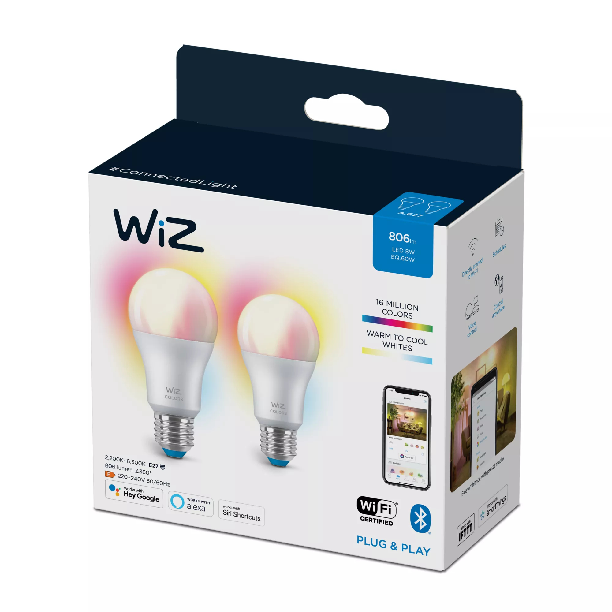 WiZ Bulb 8W (Eq.60W) A60 E27 x2 – image 5