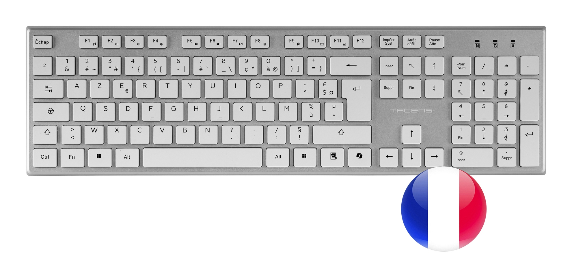 Tacens 6ZENITHWFR keyboard Mouse included Home/Office RF Wireless AZERTY French Silver, White – image 5