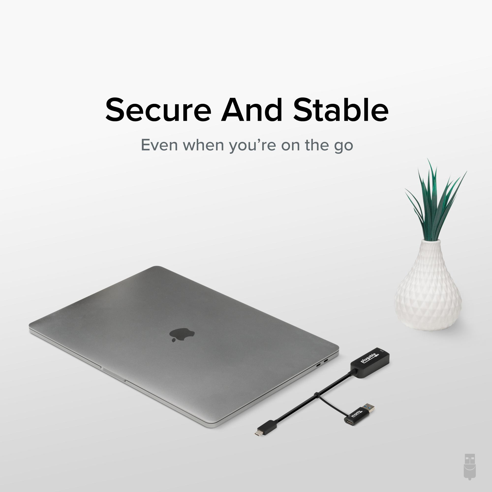 صورة محول شبكة Plugable USBC-E2500 2.5G Ethernet USB-C/USB 3.0، أسود