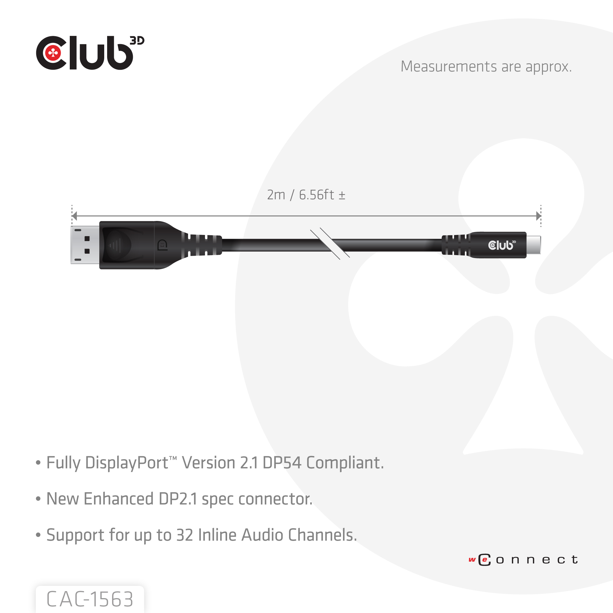 Resim CLUB3D CAC-1563 DisplayPort Kablo Adaptörü 2m Erkek