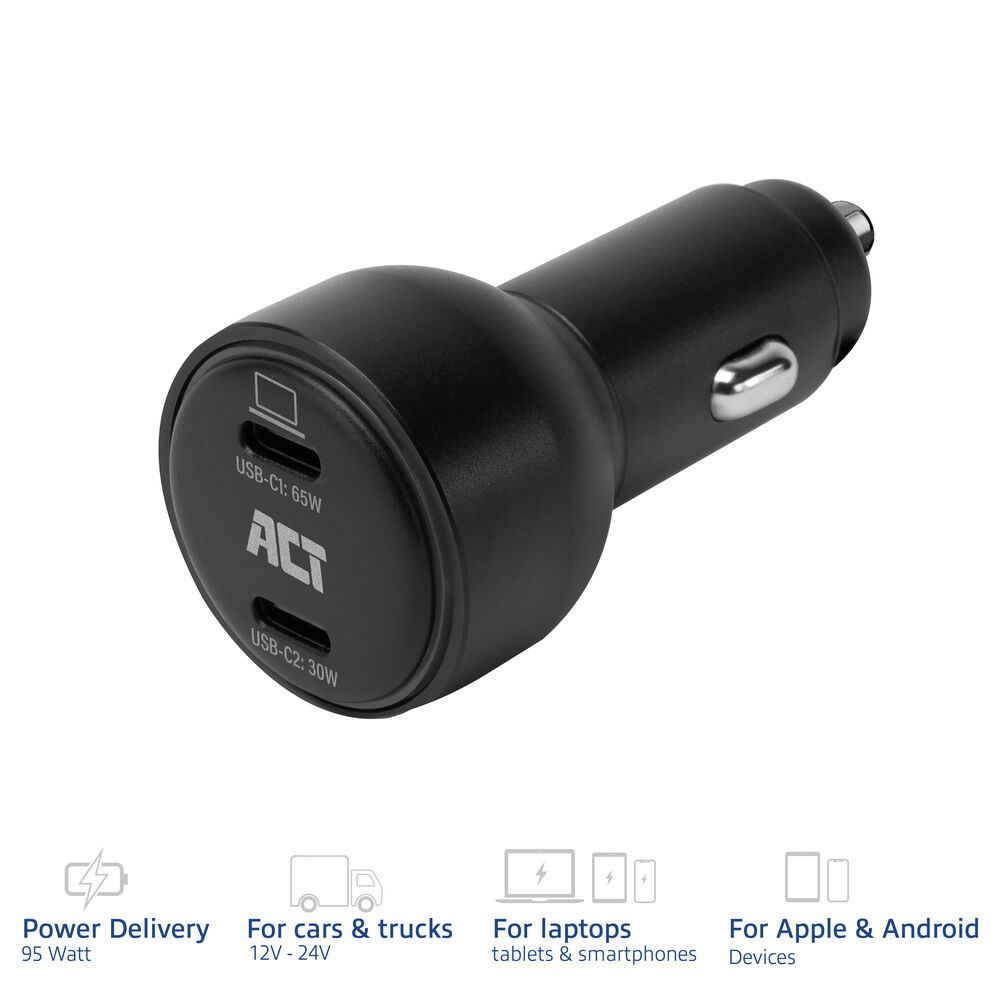 ACT 2-port USB-C Fast Car Charger – image 2